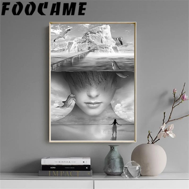 Скандинавский современный креативный сурреаль фантазия морской холст картина