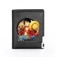 new arrivals anime one piece luffy leather wallet classic men women credit card holder short purse money bag high quality