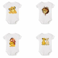 2020 infant newborn bodysuits baby cute lion cartoon aniaml king print short sleeve romper jumpsuit outfits boys girls clothes