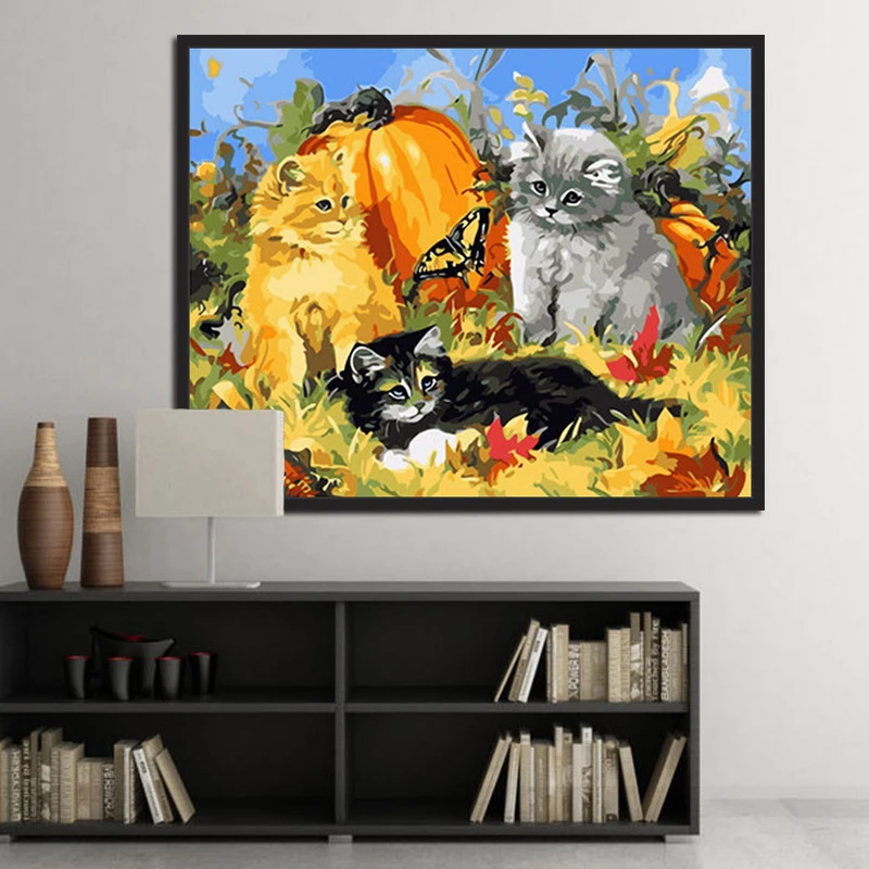 DIY Рисование по номерам рисунок с наборами Китти и бабочки ручная роспись