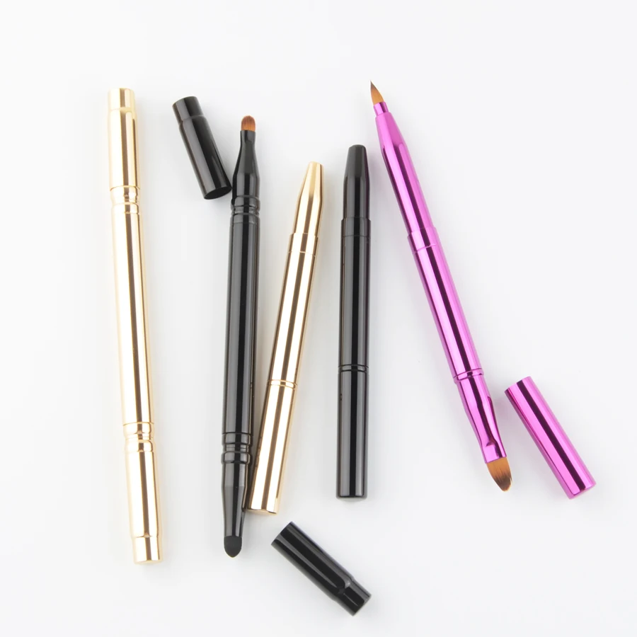 

1pc 4 in 1 Aluminum Lip brush Make up High quality Professional makeup brush eyebrow brush eye shadow blending brush