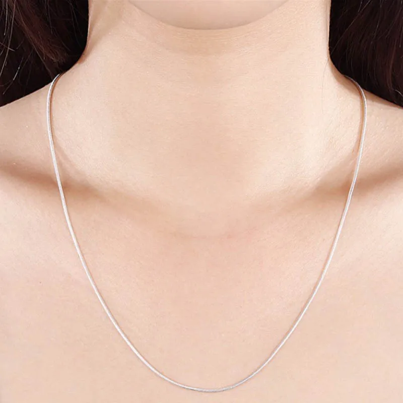 

Fashion Smooth Snake Necklace Silver Plated Thin Choker Women Men Fashion Long Chain Collar Jewelry Gift Accessories 2021 New
