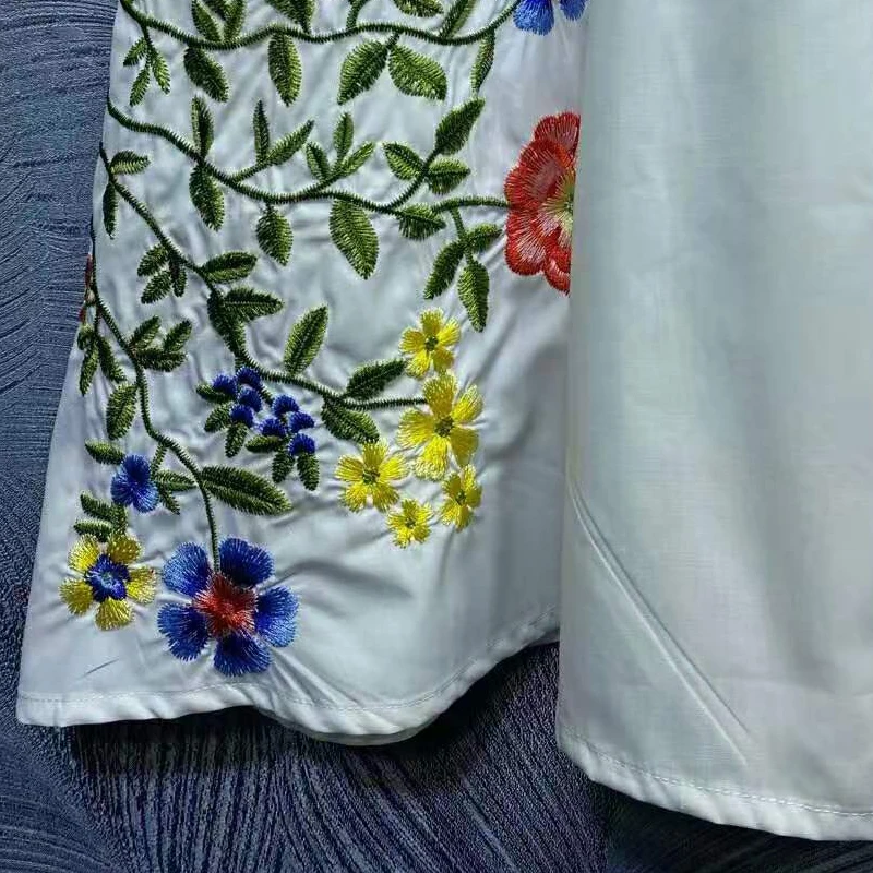 

SEQINYY Casual Dress Summer Spring New Fashion Design Women Runway 85% Cotton Lace Embroidery Flowers High Quality Mini