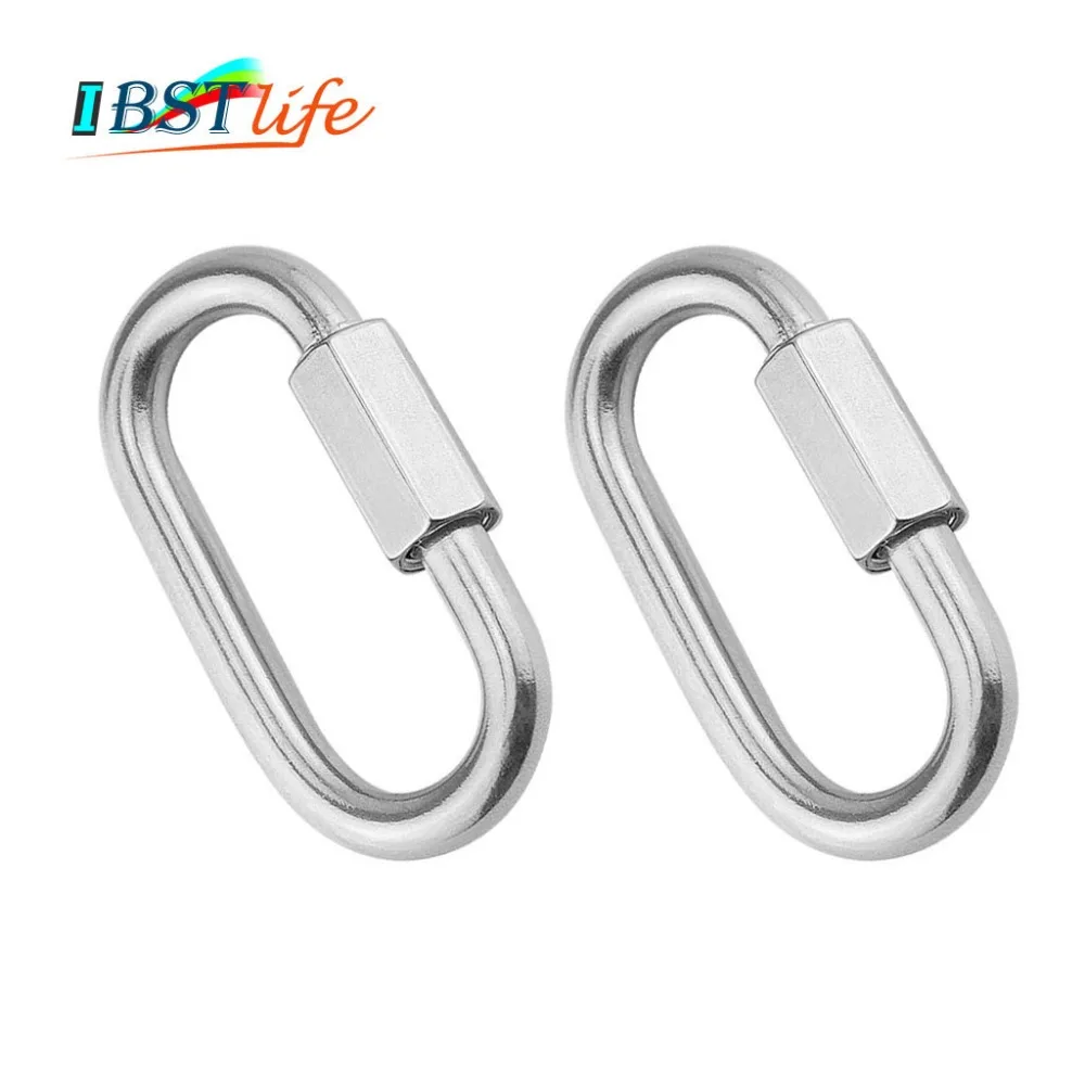 

2PCS 5mm 304 Stainless Steel Carabiner Oval Screwlock Quick Link Lock Ring Hook Chain Rope Connector Buckle Locked Hook