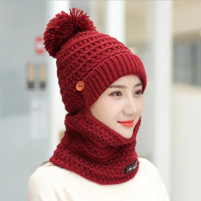 LA 2019 зимние шапки женская вязаная шапка теплая меховая с помпоном Skullies Beanies для