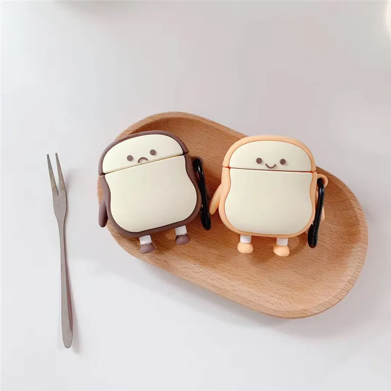 

For Airpods 1/2 Case,3D Cute Toast Doll Case For Airpods Case Soft Silicone Earphone Headphone Cover For Airpods Pro Case