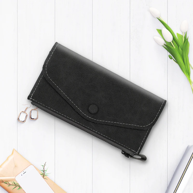 Модные длинные женские кошельки высшего качества матовый бумажник из