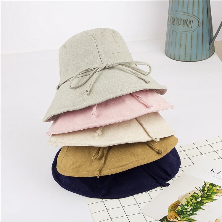 

Linen Summer Spring Hat Women Fishing Outdoor Cap Wide Brim Sun Hats Sea Beach Hats for Women Floppy AD288