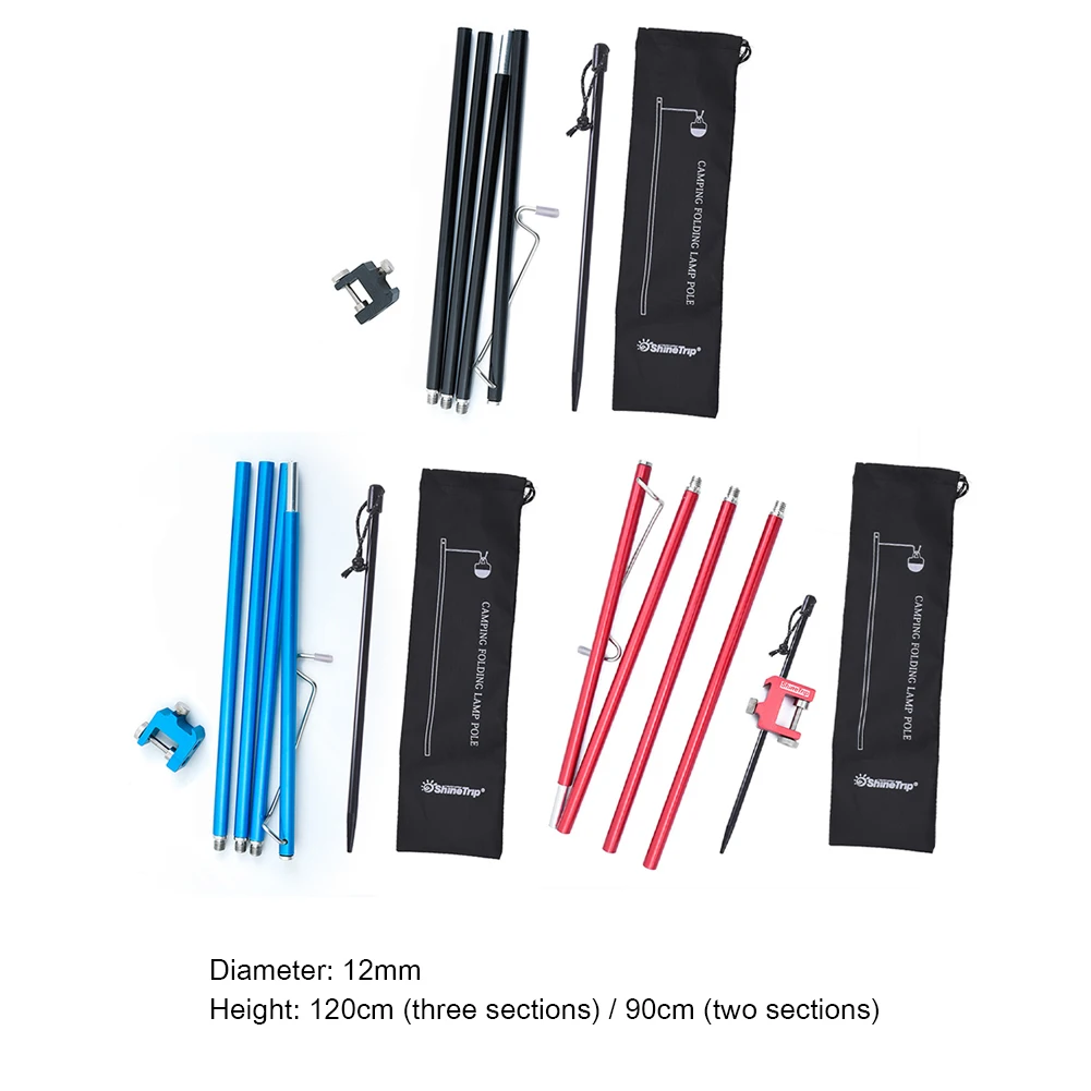 

Shine Trip Outdoor Camping Hunting Hiking Folding Lamp Post Pole Kit Aluminum Alloy Portable Fishing Hanging Light Fixing Stand