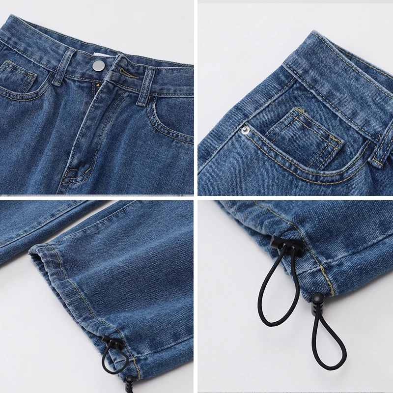 

Women's Jeans 2021 Spring New Casual High Waist Femme Denim Trouser Streetwear Vintage Baggy Blue Versatile Straight Pants