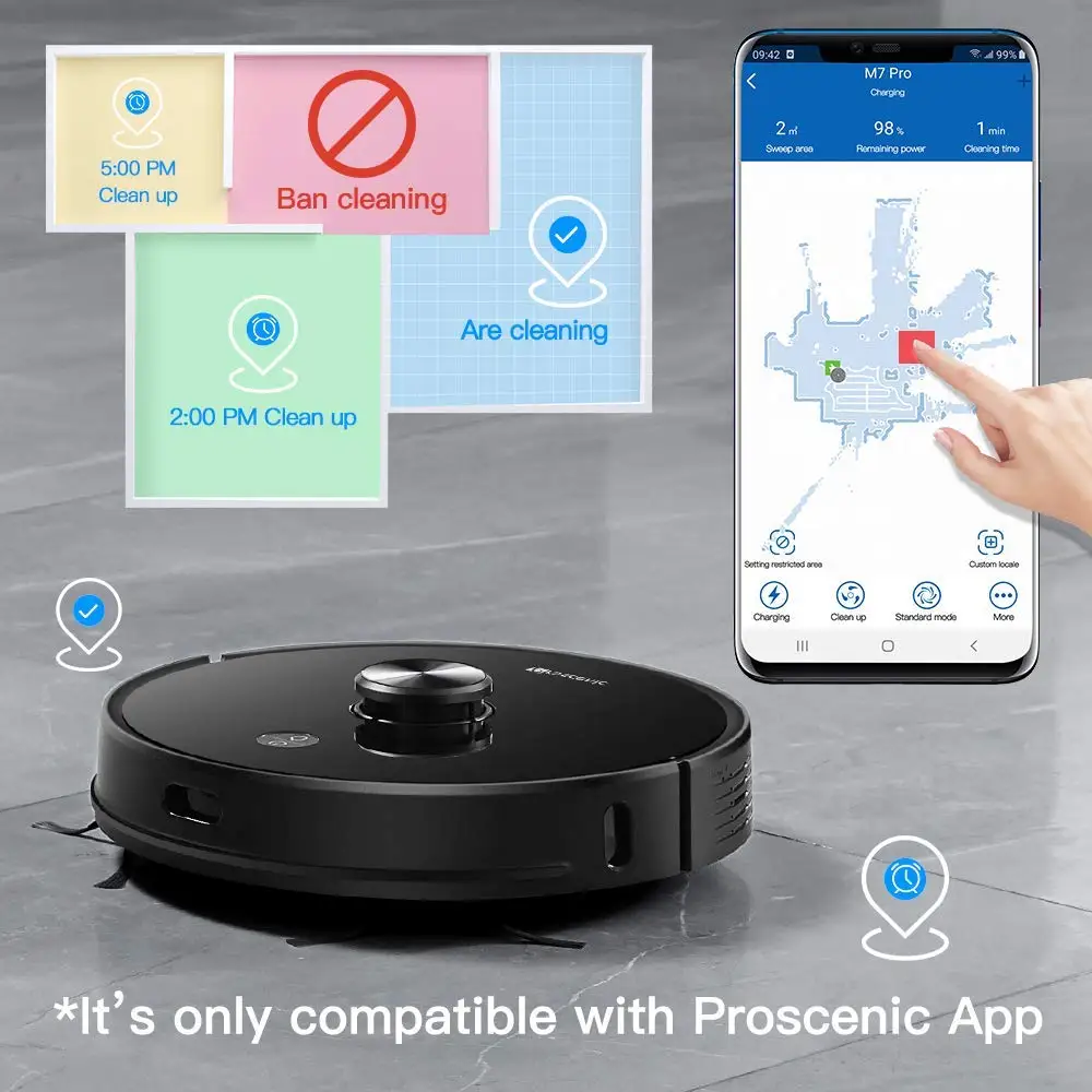 Proscenic M7 Pro робот-пылесос 2700pa Лазерная навигация моющий пылесос для мытья ковров