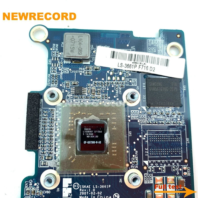 Newrecord LS-3661P G72mv GO7300 K000049880 K000049660 VGA Видеокарта Доска для ноутбука Toshiba A200 A205 A215 на.