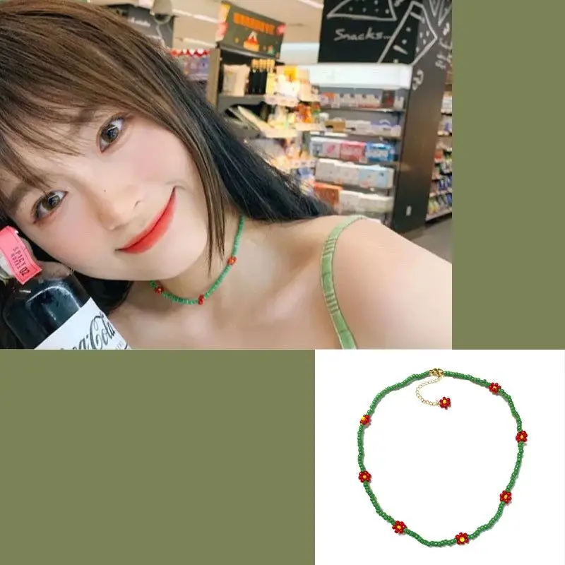 Женское Ожерелье с бусинами Kpop маленькие цветочные ожерелье ромашками ручной