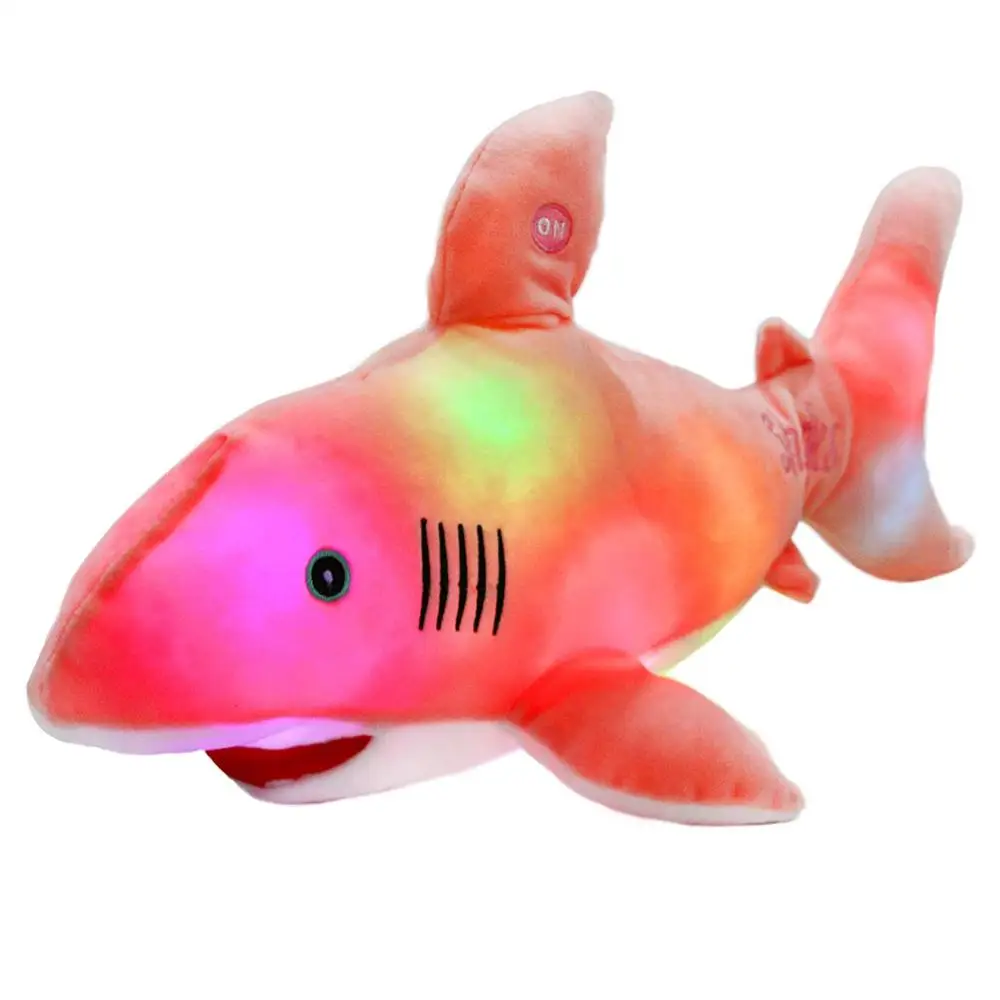 Светодиодный плюшевый игрушечный ночник с розовой акулой плюшевой подсветкой