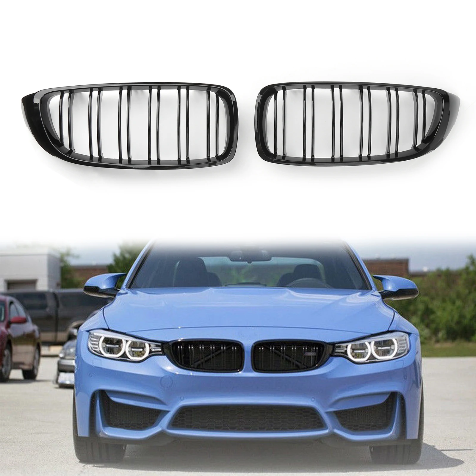 

Areyourshop для BMW F32 F33 F36 F82 2014 + глянцевая черная решетка радиатора двойная решетка M4 Спортивная решетка автомобильные решетки аксессуары