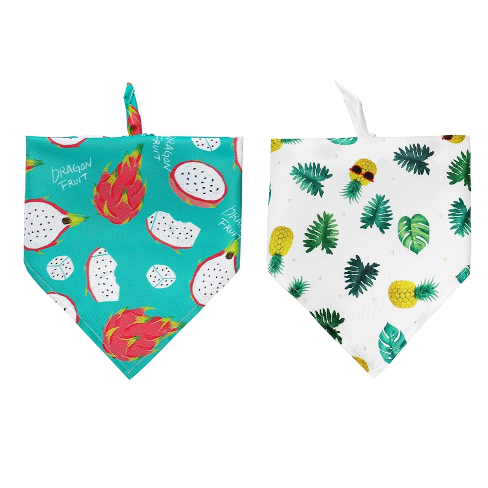 

Hawaii Style Dog Bandana Pineapple Pitaya Elements Summer Soft Washable Scarfs Holiday Bandana Accessories for Large Dogs