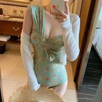 women swimwear sexy floral one piece swimsuit lady high end bathingsuit high waist floral swimwear rompers one shoulder playsuit