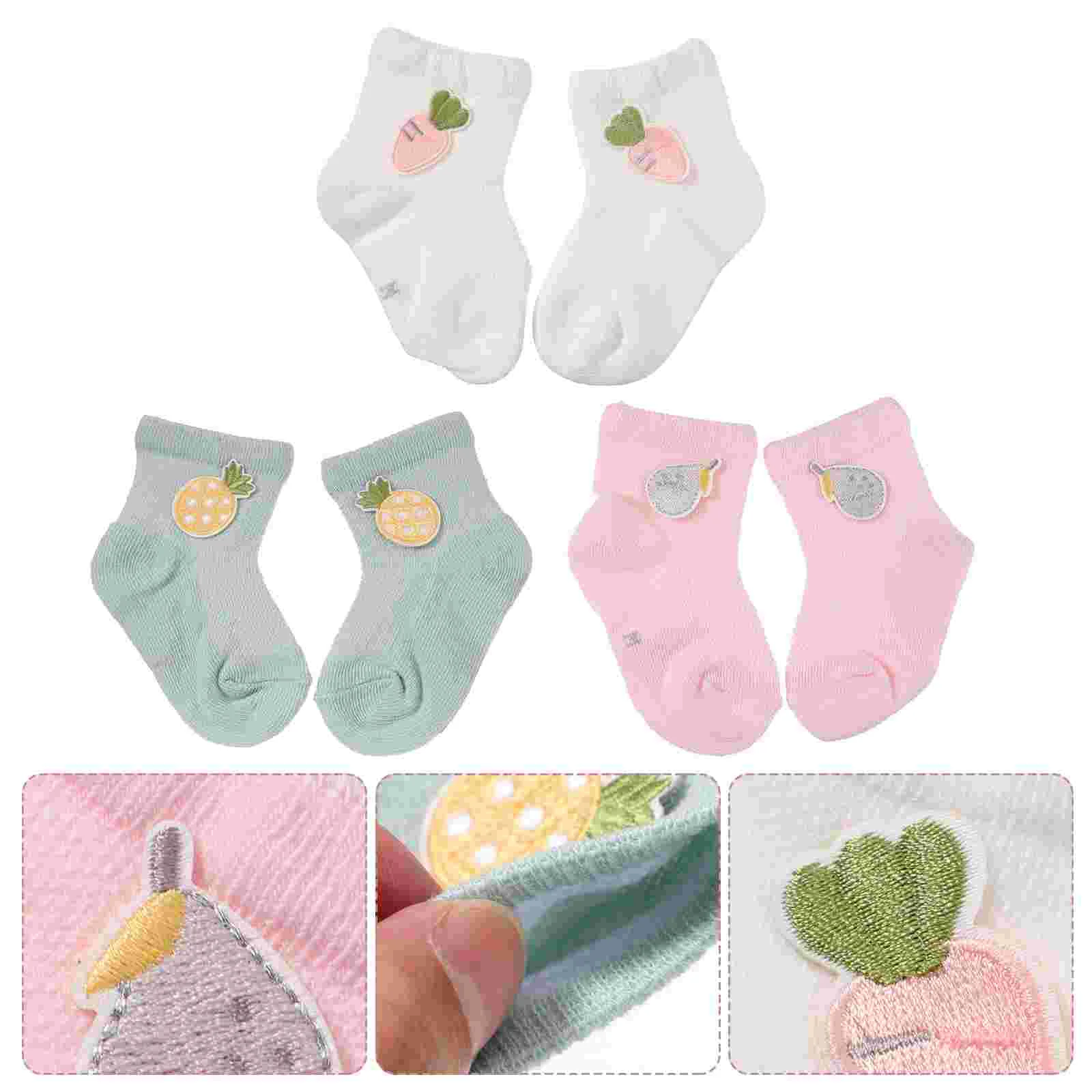 

3 Pairs of Spring Summer Baby Socks Cartoon Baby Socks Lovely Kid Short Socks