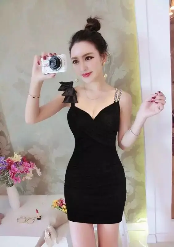 

2021 New Nightclub Women's Clothing Tight Sexy Sheath Lady Low Cut Dress