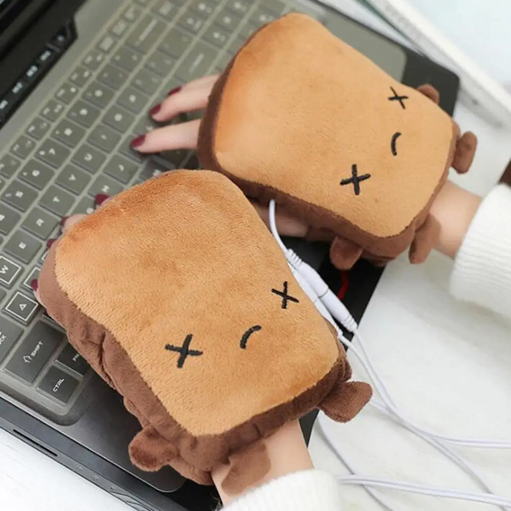 1 пара с питанием от USB перчатки с подогревом Милые Электрические зимние руки теплые для катания на лыжах, езды на велосипеде, мотоцикла, мультипликационные Смешные перчатки
