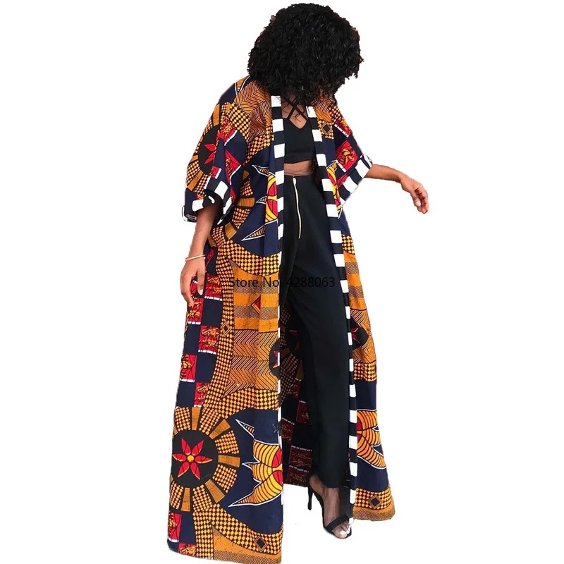 

2020 Autumn Fashion Style African Women Printing Long Coat Plus Size Clothing for Women African Clothes American Clothing