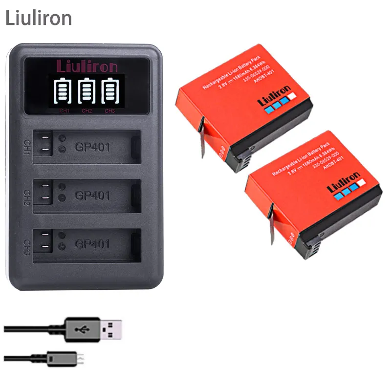 charger and 2battery Для 1680mAh Gopro Hero 4 батарея AHDBT-401+ 3 много USB зарядное устройство для GoPro4 HD Hero 4 Hero4 Черно-серебристые аккумуляторы - Цвет: charger and 2battery