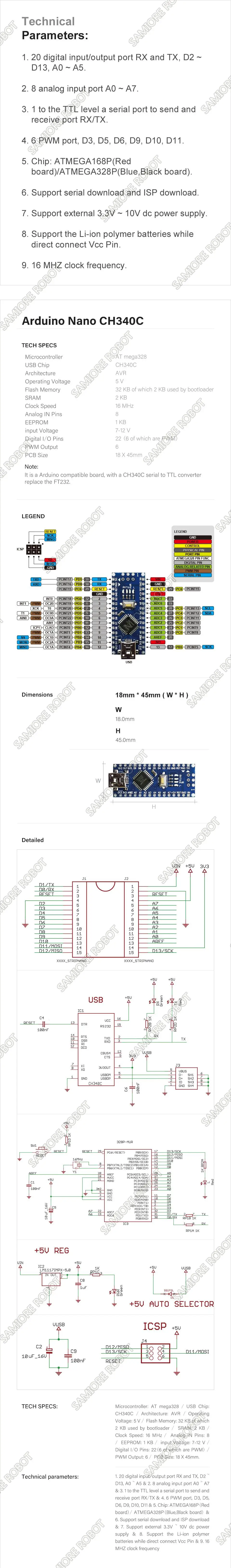 1 шт. мини-usb с контроллером загрузчика Nano 3,0 совместимый для arduino CH340 usb-драйвер 16 МГц NANO V3.0 Atmega328P