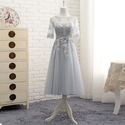 middle 5608 MNZ-5608# три стиля длинных средних коротких розовый с аппликацией весенние кружевные платья подружки невесты свадебные вечерние платья для выпускного вечера - Цвет: middle 5608
