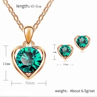 new heart shaped womens jewelry set fashion crystal necklace earrings gold silver chain artificial crystal jewelry wholesale