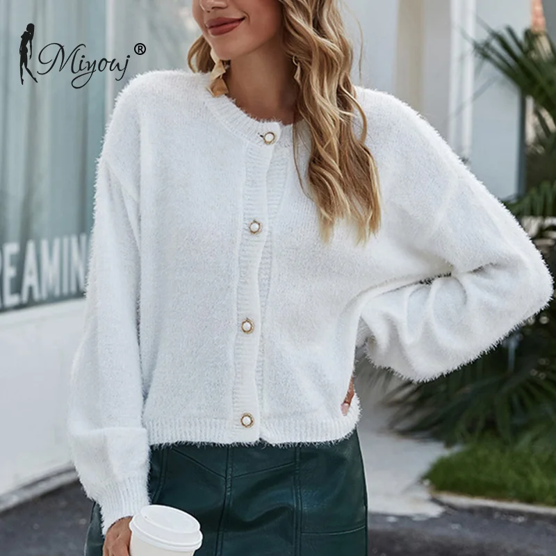 Укороченный кардиган Miyouj Однотонный свитер зимние модные кардиганы одежда