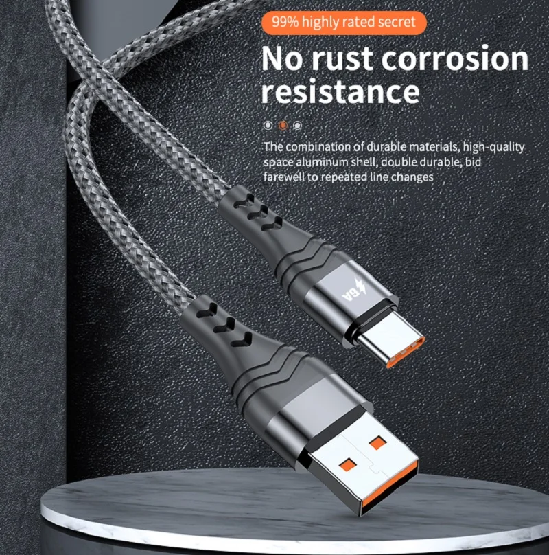 USB-кабель ELECTOP 6 А 66 Вт Тип C шнур для передачи данных быстрой зарядки Huawei Mate 40 Pro Samsung