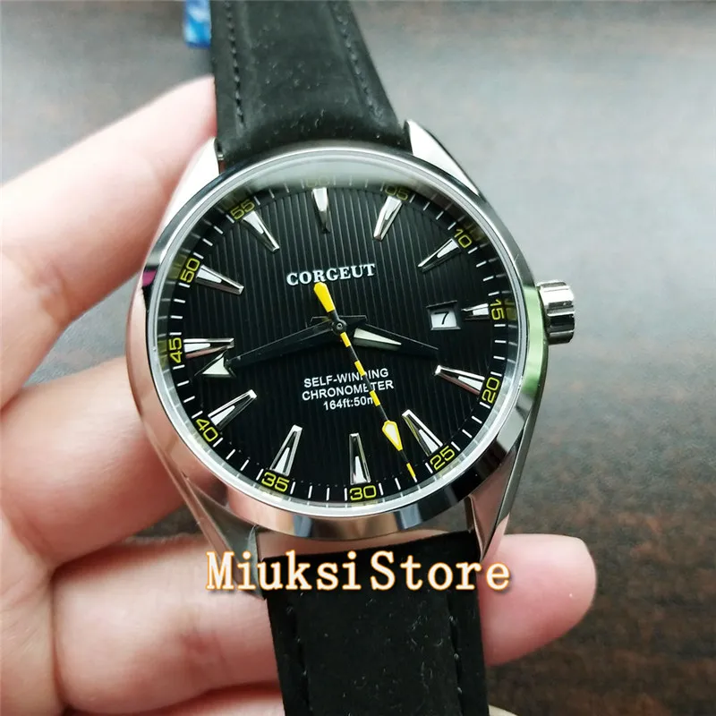 Мужские лучшие брендовые Corgeut 41 мм сапфировые механические часы со стразами