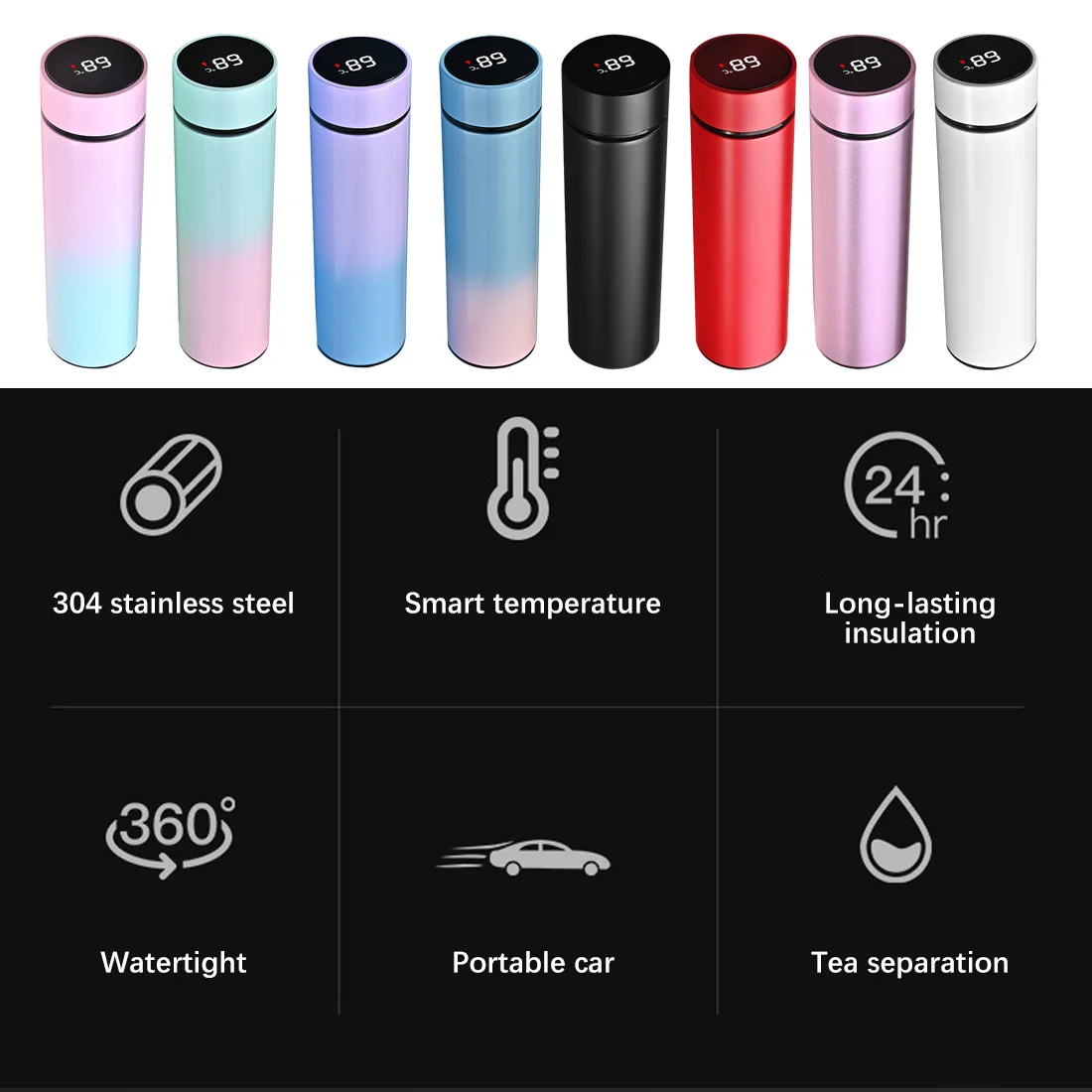 

Thermos In Stainless Steel Intelligent Stainless Thermos Bottle Temperature Display Vacuum Flasks Double Walled Coffee Cup