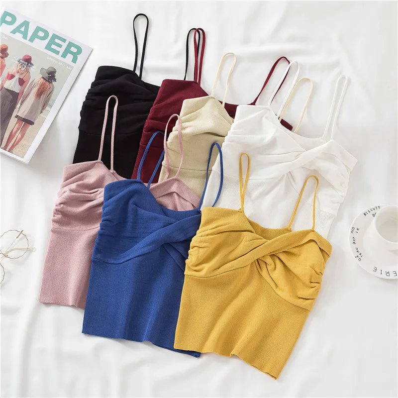 

Summer Womens Tank Tops High Quality V Collar Sleeveless Knitted Woman Vests Fashion Knitted Sexy Slim Fit Lady Camis Tank Tops