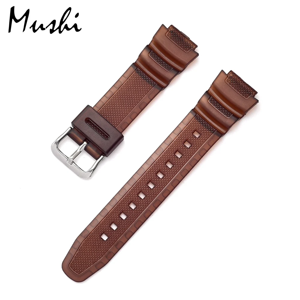 Matte Brown Каучуковый ремешок для объектива с оптическими зумом Casio AE-1000w AQ-S810W SGW-400H/SGW-300H силиконовый ремешок для часов булавки Туфли с ремешком и пряжкой часы на запястье браслет цвета: черный - Цвет ремешка: Matte Brown