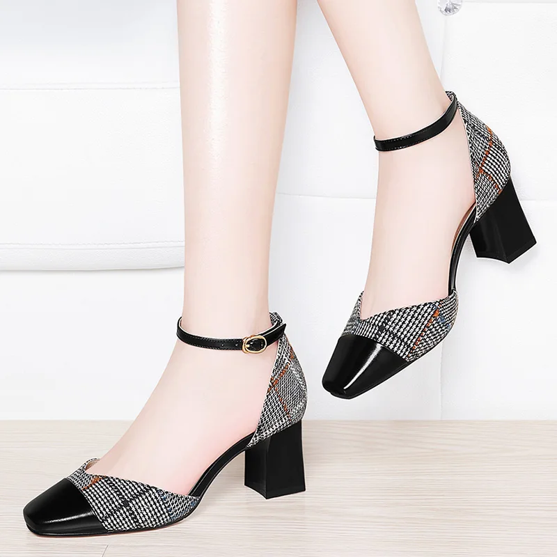 

Summer Buckle Belt Thick Heel High Heels Ladies Sandals