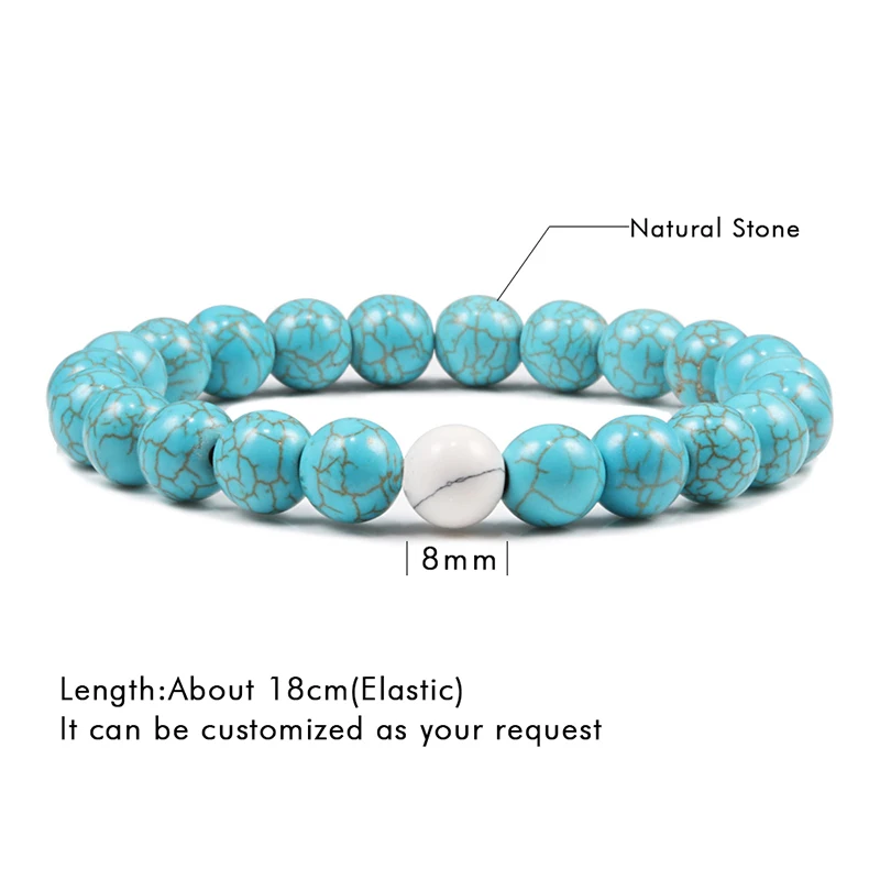 Браслет с камнем из черной лавы и камня для пар эластичные браслеты бусинами