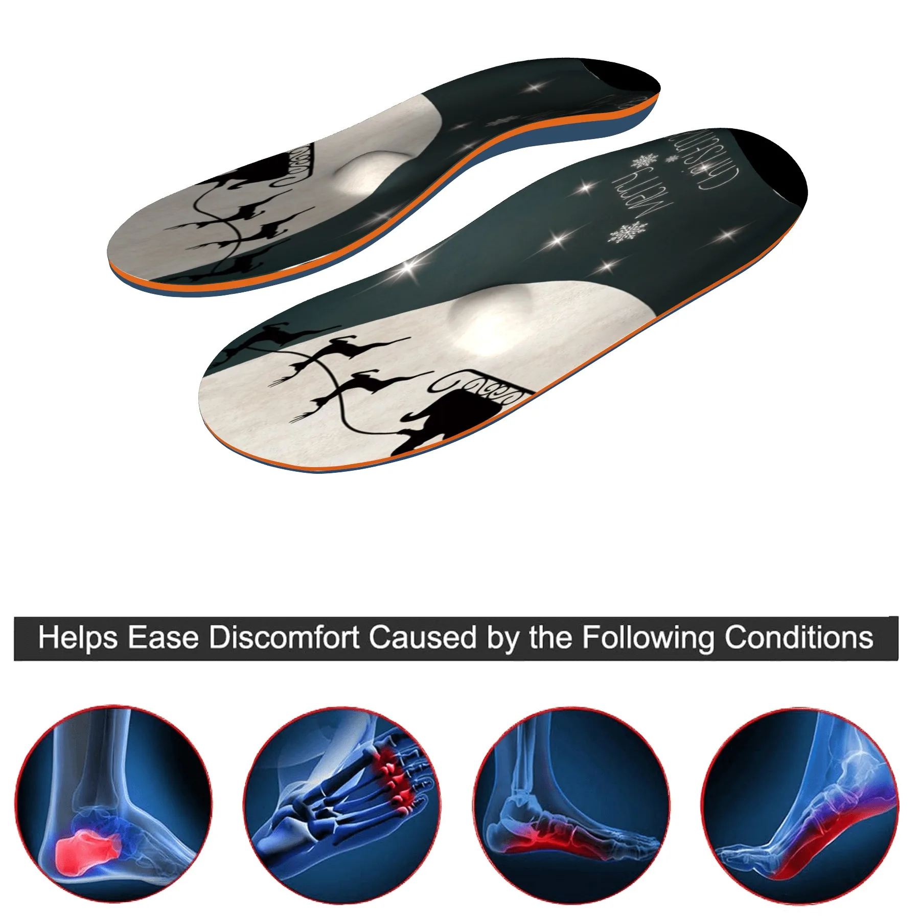 Christmas heel pain relief flat feet orthopedic arch support insoles Plantar fasciitis orthopedic insoles for men