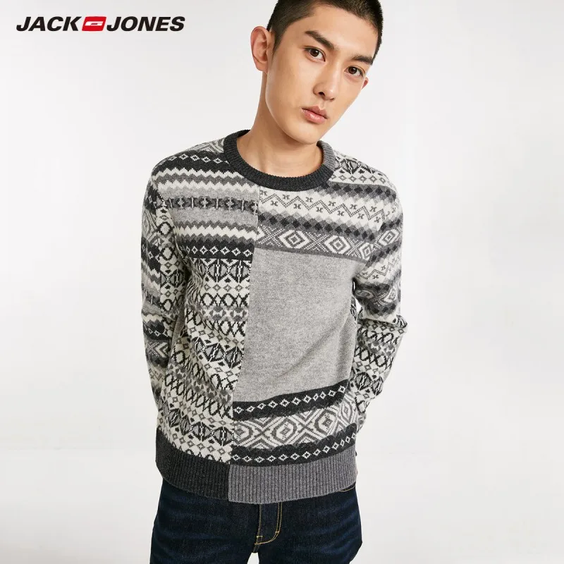 JackJones осень мужской 100% шерстяной свитер пуловер Топ Мужская одежда