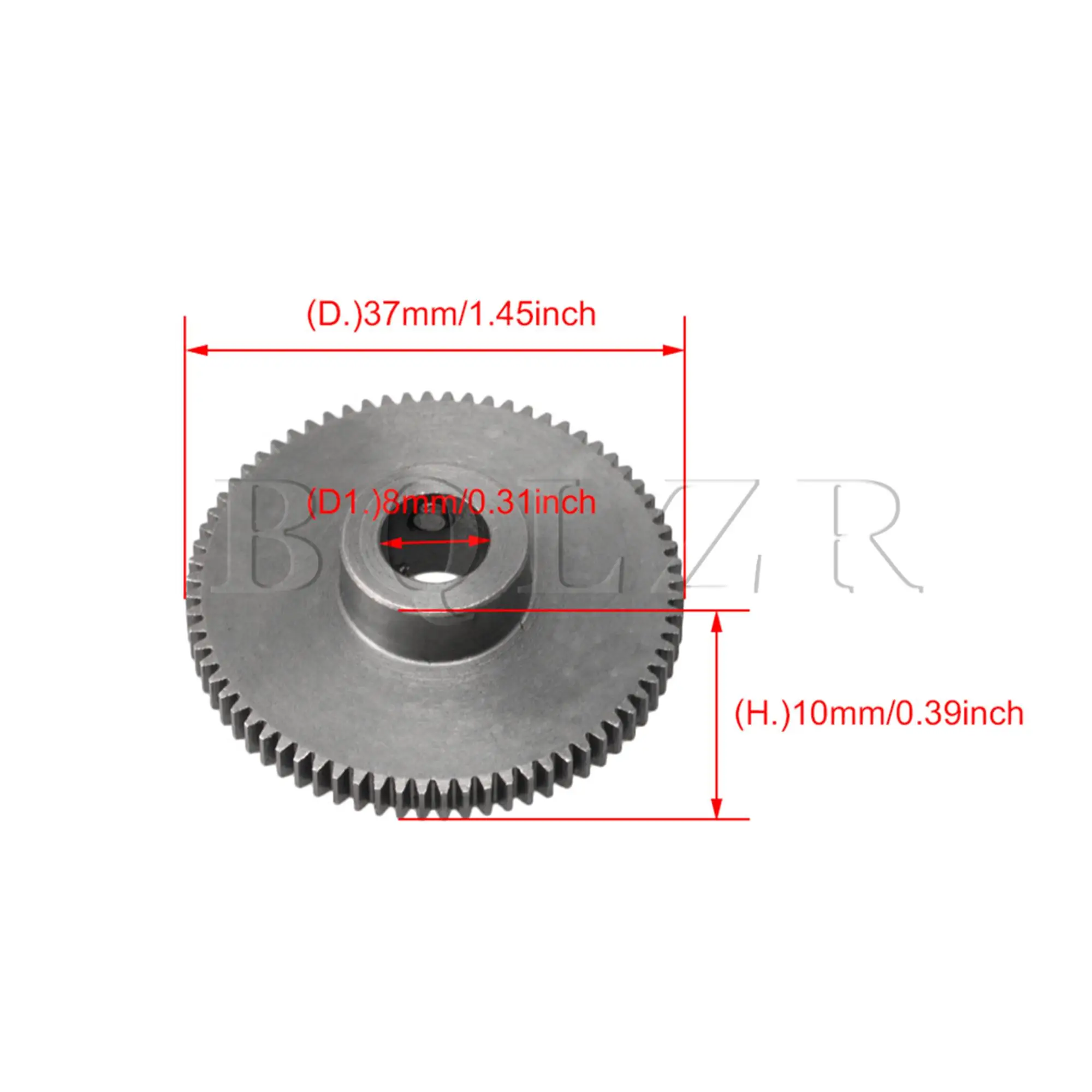 

BQLZR 8mm Dia Bore 72 Teeth 0.5 Modules Motor 45# Steel Gear Wheel Top Screws