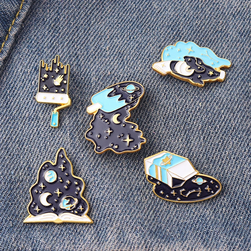 

New Wizarding World Brooch Creative Dark Interstellar Brooch Interesting Mountain Magic Book Style Enamel Pins Backpack Badge