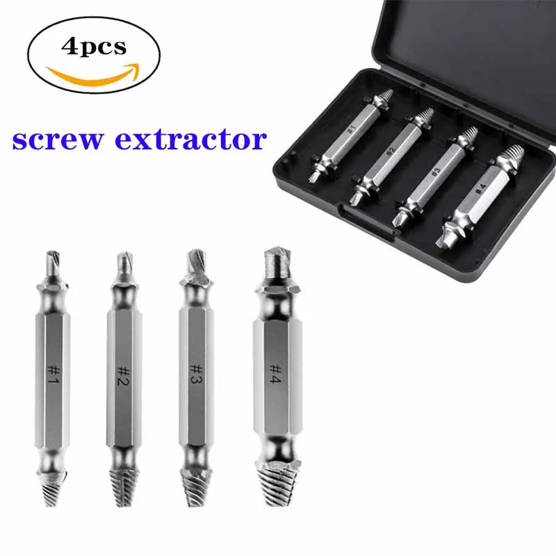 

Damaged Screw Extractor Drill Bit Set Stripped Broken Screw Bolt Remover Extractor Easily Take Out Demolition Tools 4pc