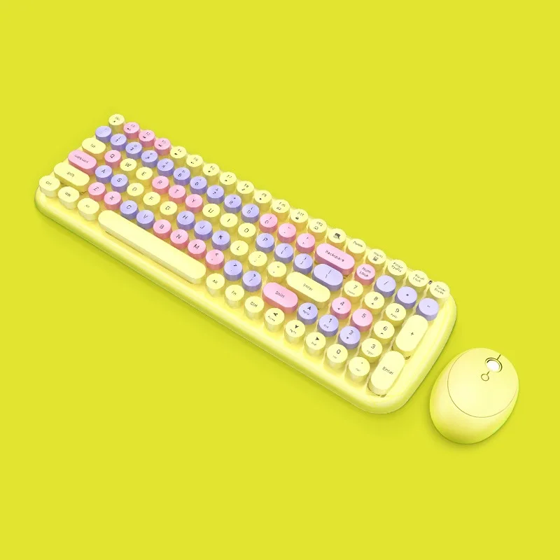 

Клавиатура и мышь карамельных цветов, беспроводная, 100 клавиш, 1600DPI