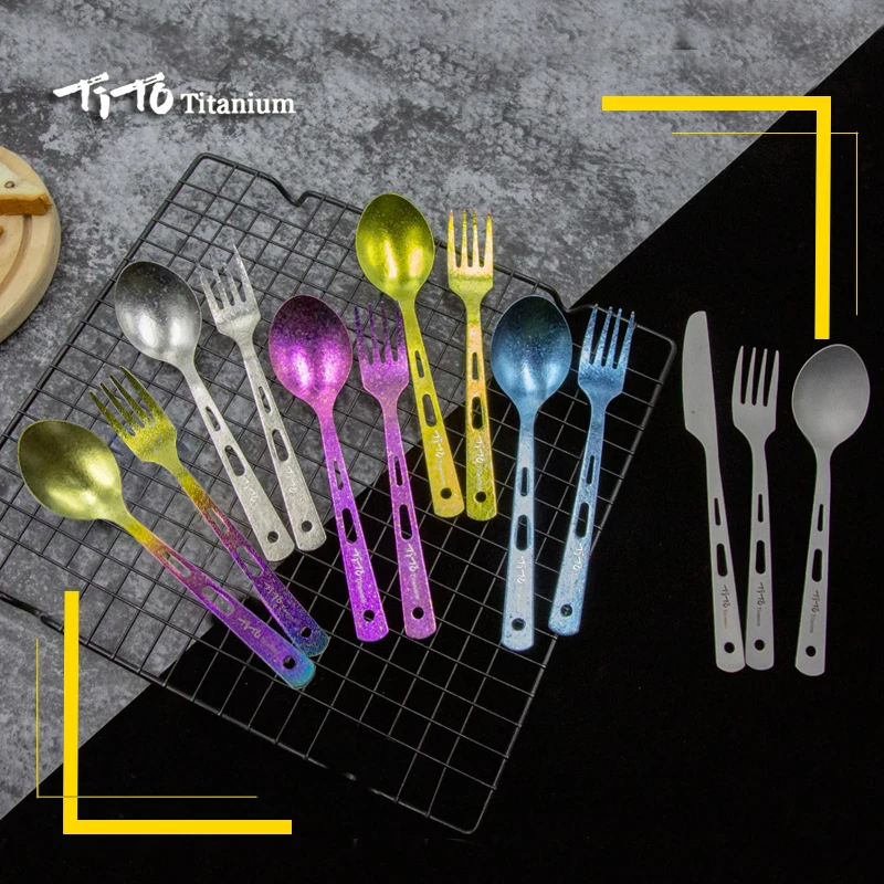 Титановая комбинированная посуда для кемпинга титановая вилка из сплава