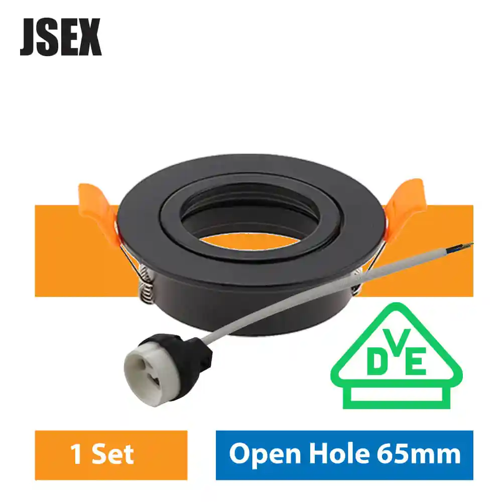 

Round Spot Light Frame Cut-Out 65mm Adjustable Recessed LED Ceiling GU10 MR16 Lamp Holder 360 Degree Rotation
