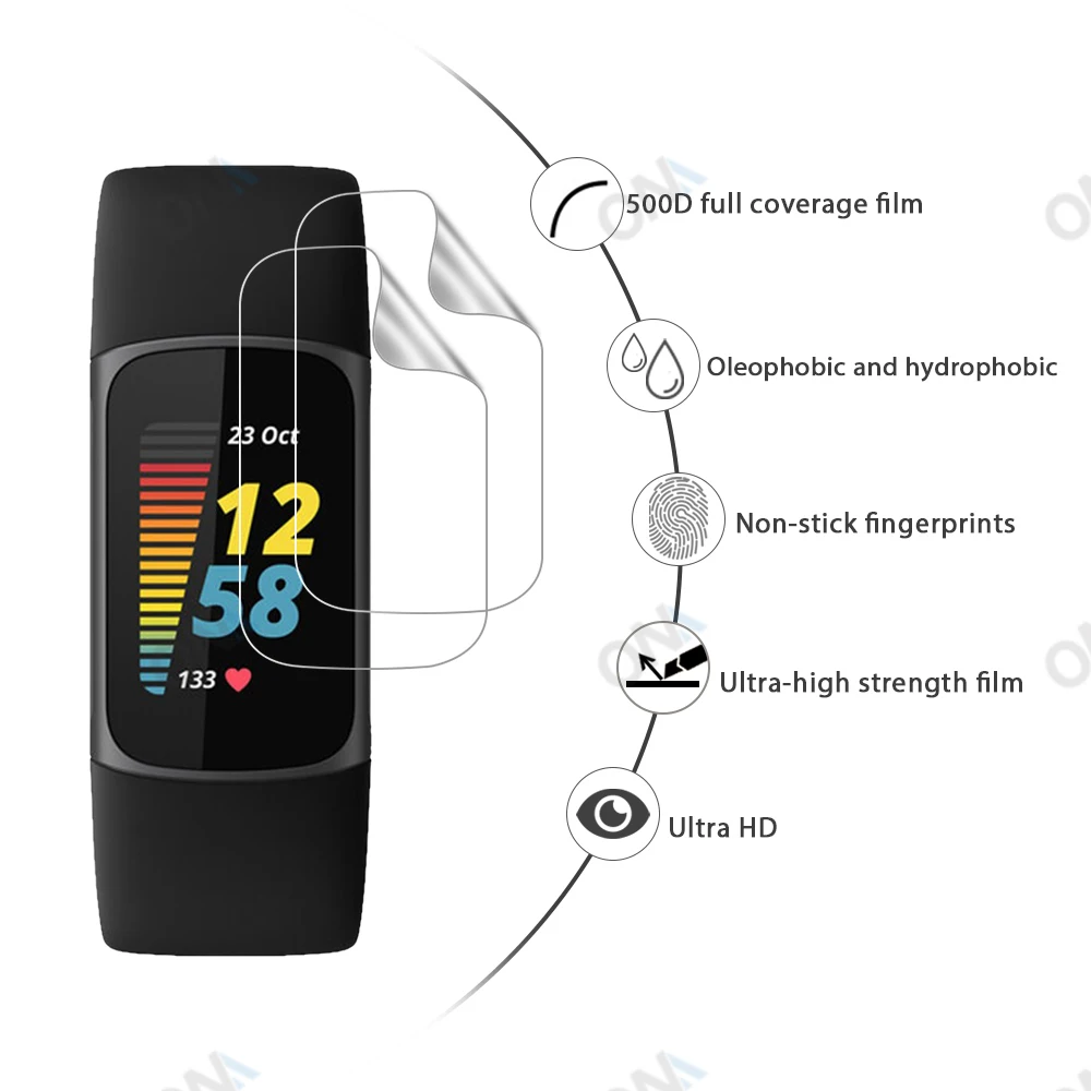 Защитная пленка для экрана Fitbit Charge 5 4 3 Smart Band полностью изогнутая крышка края