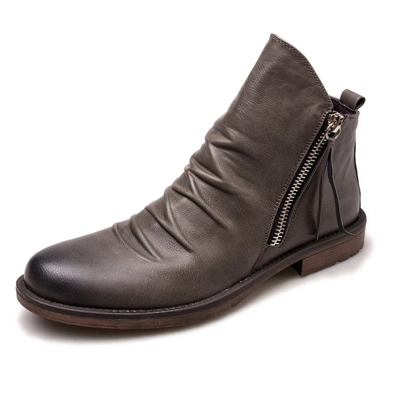 

Feuilles Voletant 2020 New Quality Double Side Zipper Non-slip Sole Men's Boots Men's Plus Size Shoes Tassel Boots 107076