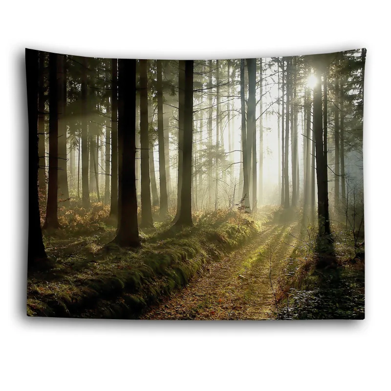 

Woods Printing Tapestry Multifunctional Background Cloth for Dormitory Home Walls Bedside Misty Forest Decoration Hanging Cloth