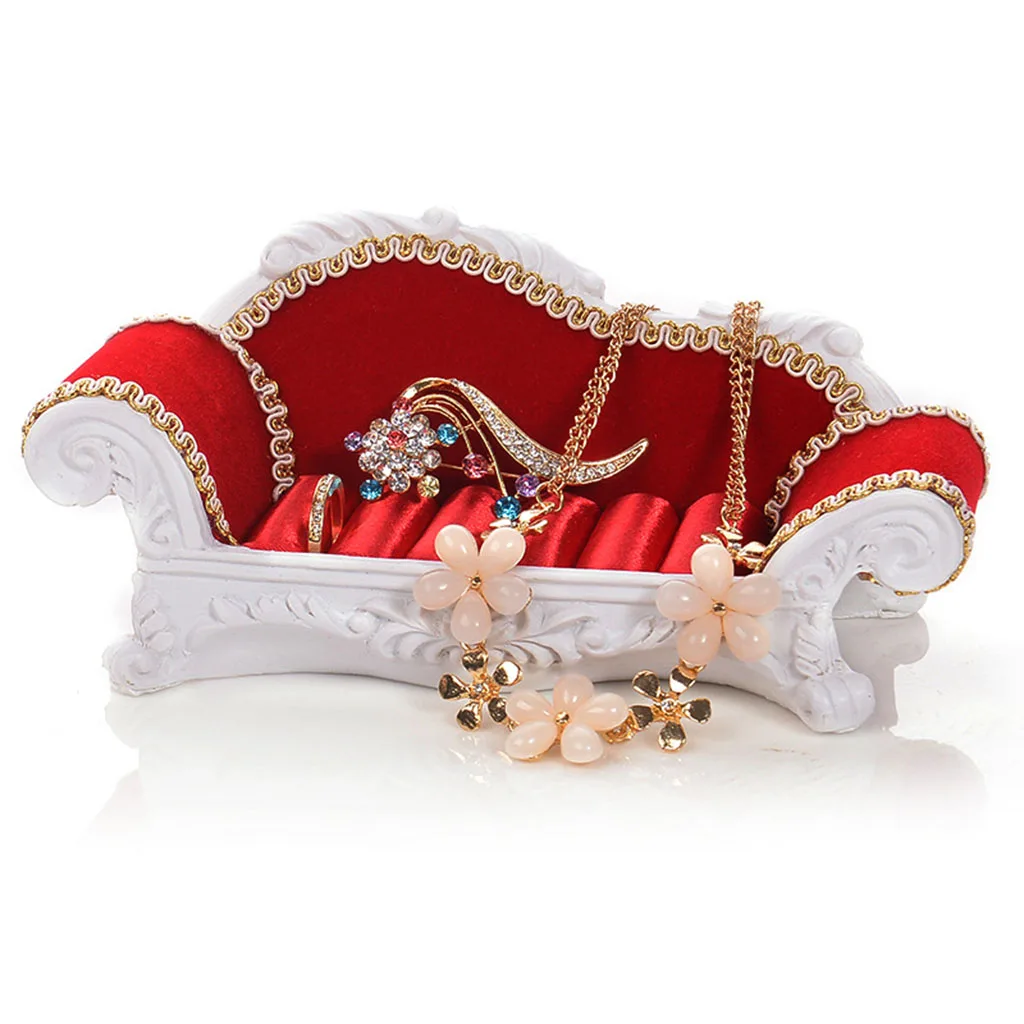 

MagiDeal Resin Velvet Ring Earrings Display Sofa Couch Cufflinks Trays Organizer S/L Jewelry Storage