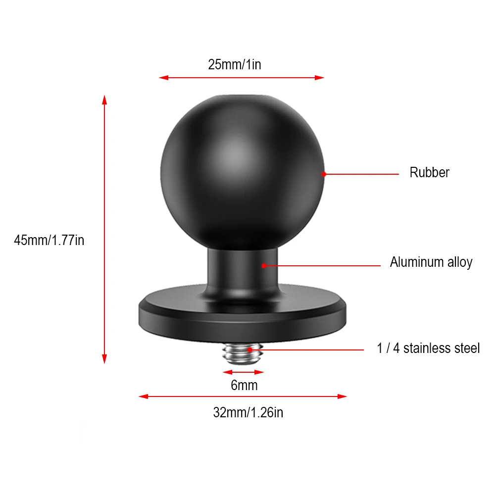 

Motorcycle Handlebar Clamp Base 1 Inch Bubber Ball Head Adapter for Mobile Phone GPS Navigation Devices